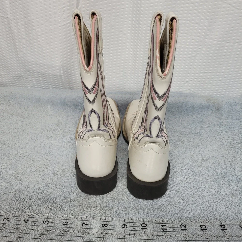 Smoky Mountain Boots Kids White Leather Western‎ Cowboy Boots 3247C Size 1.5 R